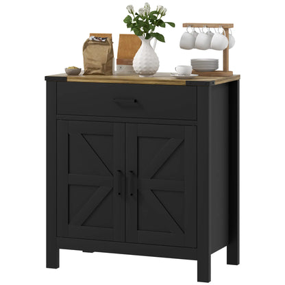 Farmhouse Buffet Cabinet, 1 Drawer, Storage Cabinet, Adjustable Shelf, Black Bar Cabinets Black, Brown at Gallery Canada