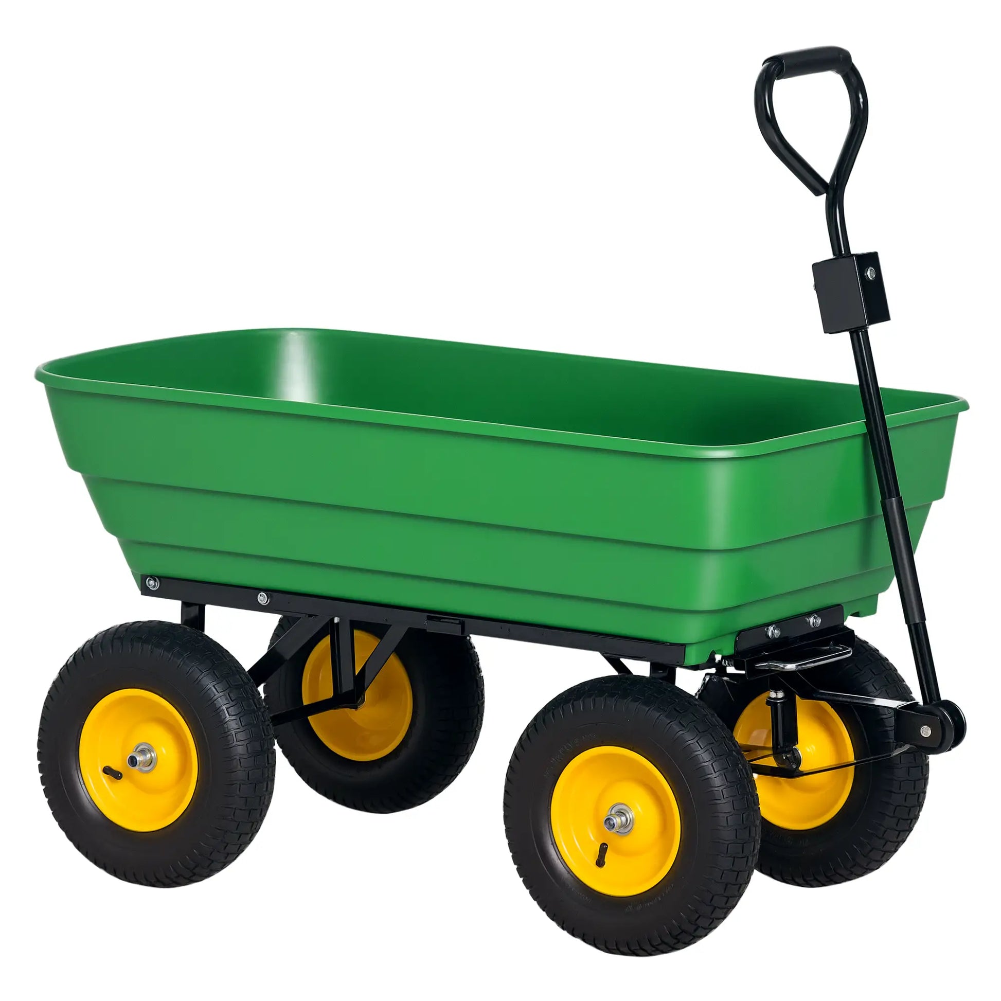 Heavy Duty Garden Dump Cart, 440lbs, Steel Frame, 12" Pneumatic Tires, Green Folding Garden Carts Green, Black at Gallery Canada
