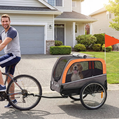 Dog Bike Trailer, Pet Cart Carrier With 2 Doors, Large Wheels, Safety Flag Dog Bike Trailers & Strollers at Gallery Canada