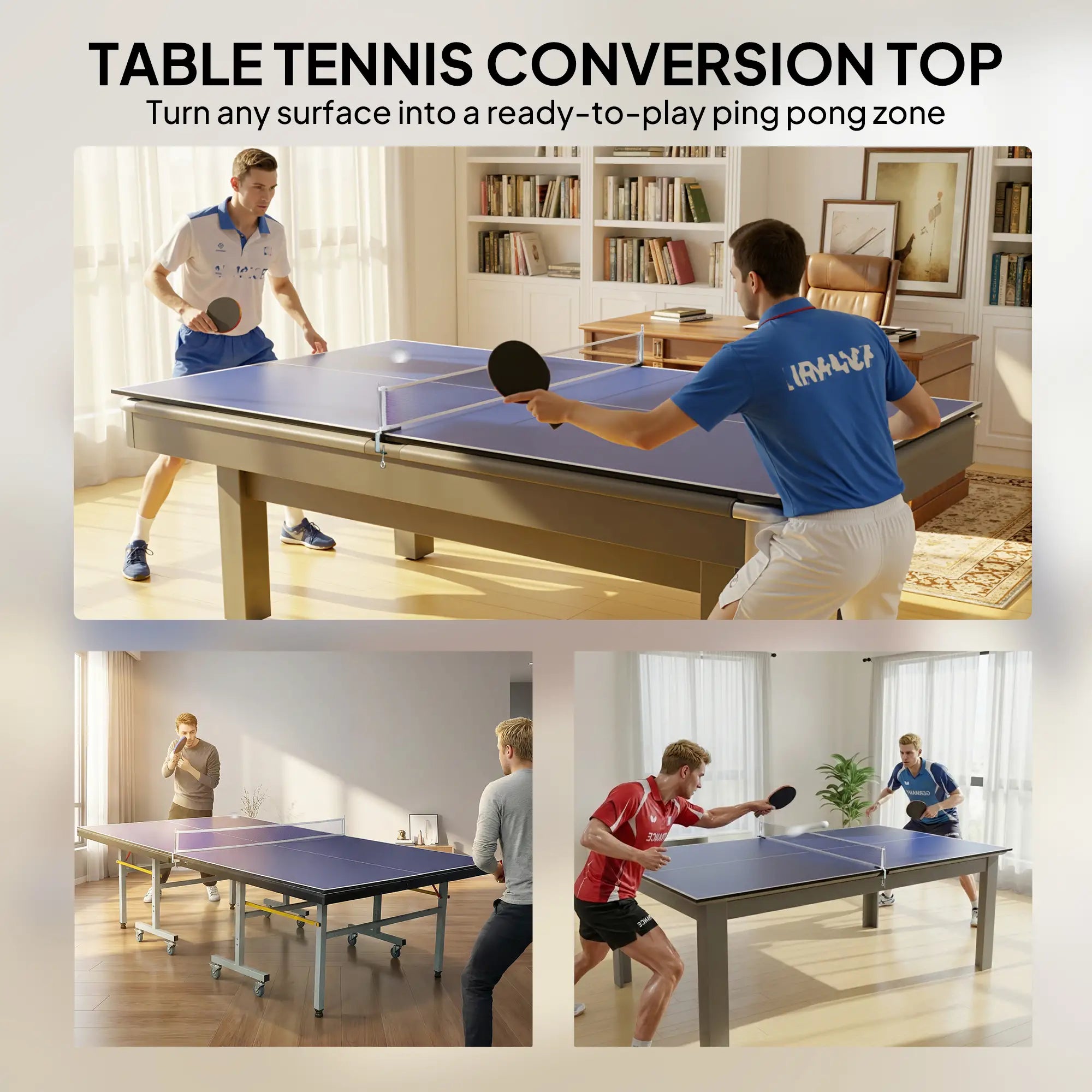 9 ft Folding Ping Pong Table Top, Pool Table Conversion, Blue Game Tables at Gallery Canada