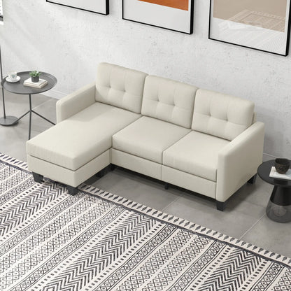 L-Shaped Sofa, 3 Seater Sectional with Ottoman, Beige 3-Seater Sofas at Gallery Canada