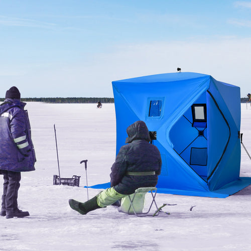 2 Person Pop Up Ice Fishing Tent, with Carry Bag, Blue
