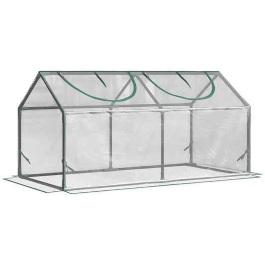 47" x 24" x 24" Mini Tunnel Greenhouse, Steel Frame, 2 Windows, Clear Greenhouses Clear, Dark Green at Gallery Canada