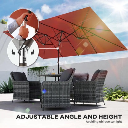 Double-Sided Patio Umbrella with Tilt, Adjustable Height, 12 Ribs, Wine Red Sun Umbrellas at Gallery Canada