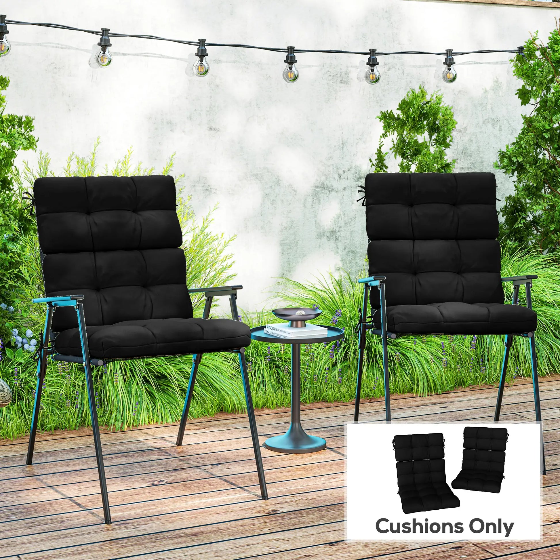 2-Piece Back Seat Cushion Set, Outdoor Patio Chair, Button Tufted, Black Patio Chair Cushions at Gallery Canada