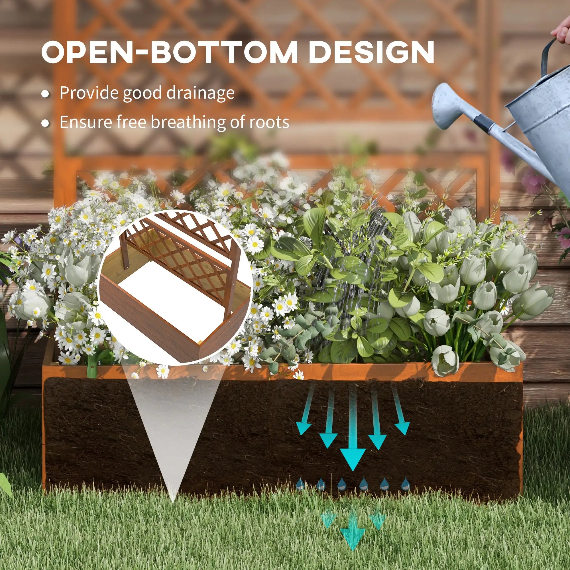 Wooden Planter with Trellis, Raised Garden Bed, Orange Raised Garden Beds at Gallery Canada