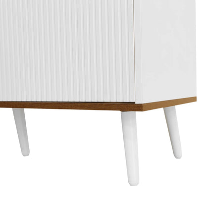 Three Door Stand, Sturdy Wooden Legs, 63" L x 15.5" W x 19.5" H, Natural, White TV Stands at Gallery Canada