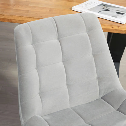 2 Dining Chairs, Upholstered Kitchen Set, Padded Seat, Steel Legs, Light Grey Dining Chairs at Gallery Canada