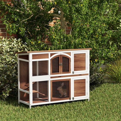 Two-Tier Wooden Rabbit Hutch, Openable Roof, Slide-Out Tray Rabbit Hutch at Gallery Canada