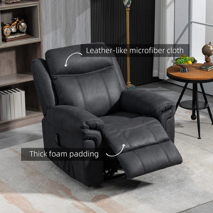 Manual Recliner Chair with Vibration Massage, Side Pockets, Microfibre Reclining Chair for Living Room, Black Single Sofas at Gallery Canada