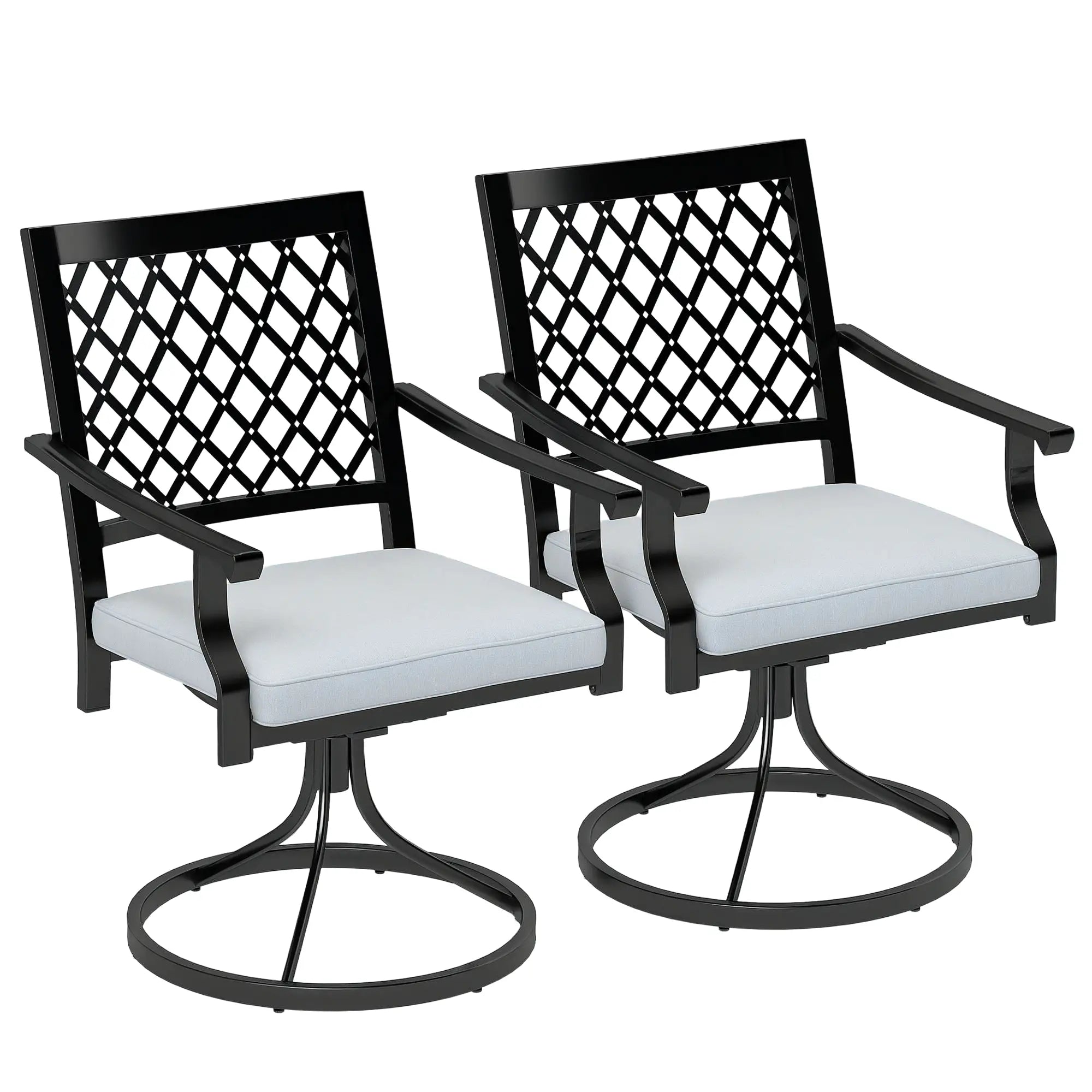 Metal Swivel Rocker Chairs Set of 2, with Cushion, Armrests, for Patio, Garden Bistro Sets at Gallery Canada