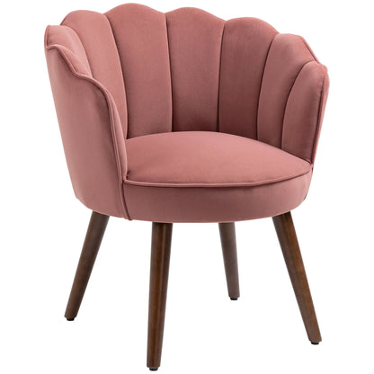 Modern Accent Chair, Velvet-Touch Fabric, Wood Legs, Pink Accent Chairs at Gallery Canada