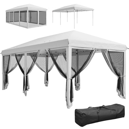 10' x 20' Pop Up Canopy Tent Gazebo, Removable Mesh Sidewall, White Pop Up Canopies at Gallery Canada