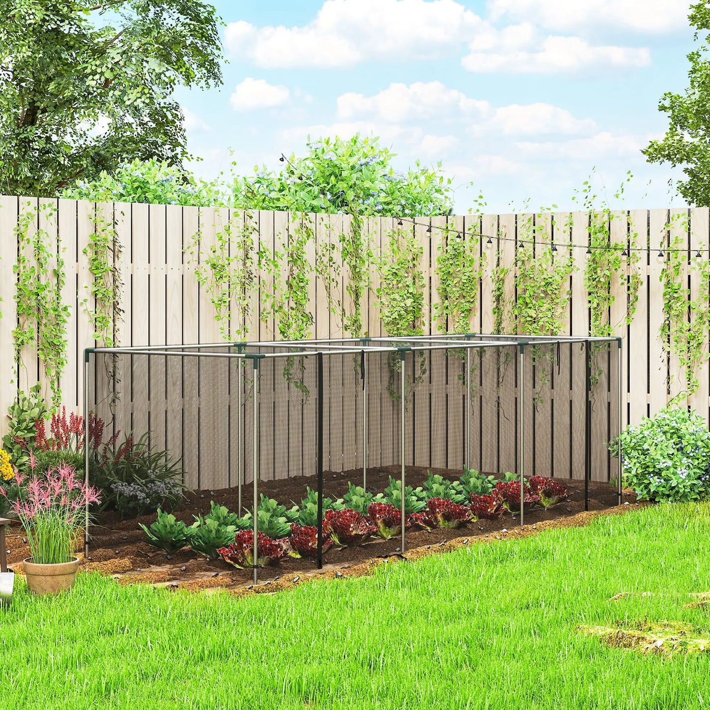 Galvanized Steel Crop Cage, Plant Protection Tent, 12' x 4', Black Crop Cage at Gallery Canada