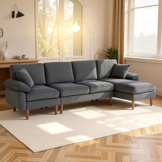 L-Shape Sofa, Modern Sectional Couch with Chaise, Dark Grey 3-Seater Sofas Dark Grey, Brown at Gallery Canada