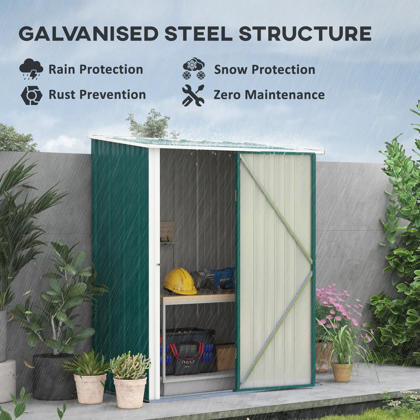 5' x 3' Outdoor Storage Shed, Steel Garden Shed, Lockable Door, Green Sheds at Gallery Canada
