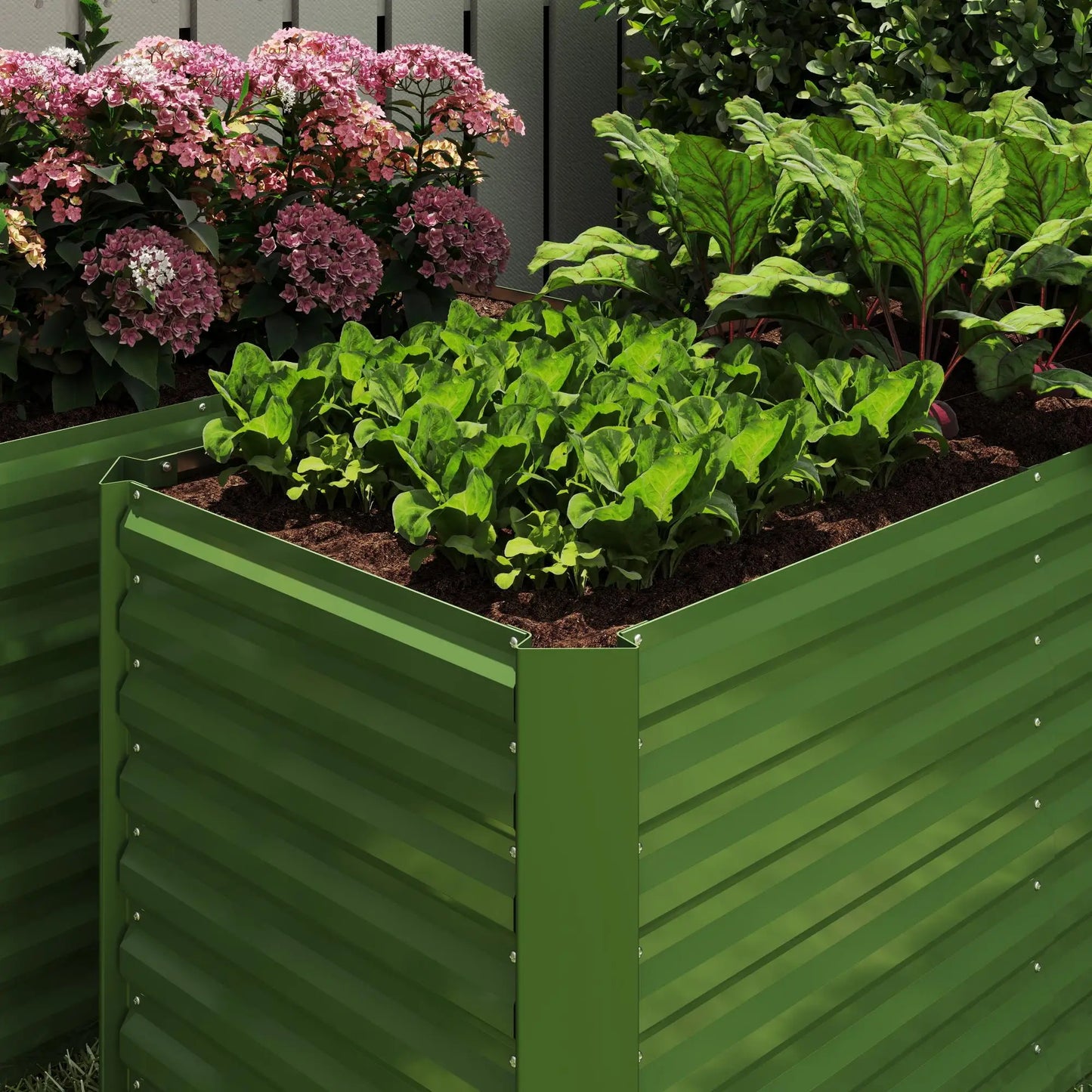 Galvanized Metal Planters Set, 4' x 2' x 2' Raised Garden Bed, Light Green Galvanized Planter Boxes at Gallery Canada