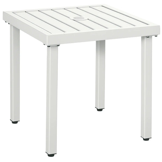 Outdoor Side Table, Patio End Table with Umbrella Hole, White Patio Side Tables White at Gallery Canada