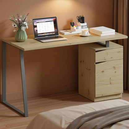 53 Inch Computer Desk, Writing Table with Cabinet, Drawer, Adjustable Shelf Office Desks & Work Stations at Gallery Canada