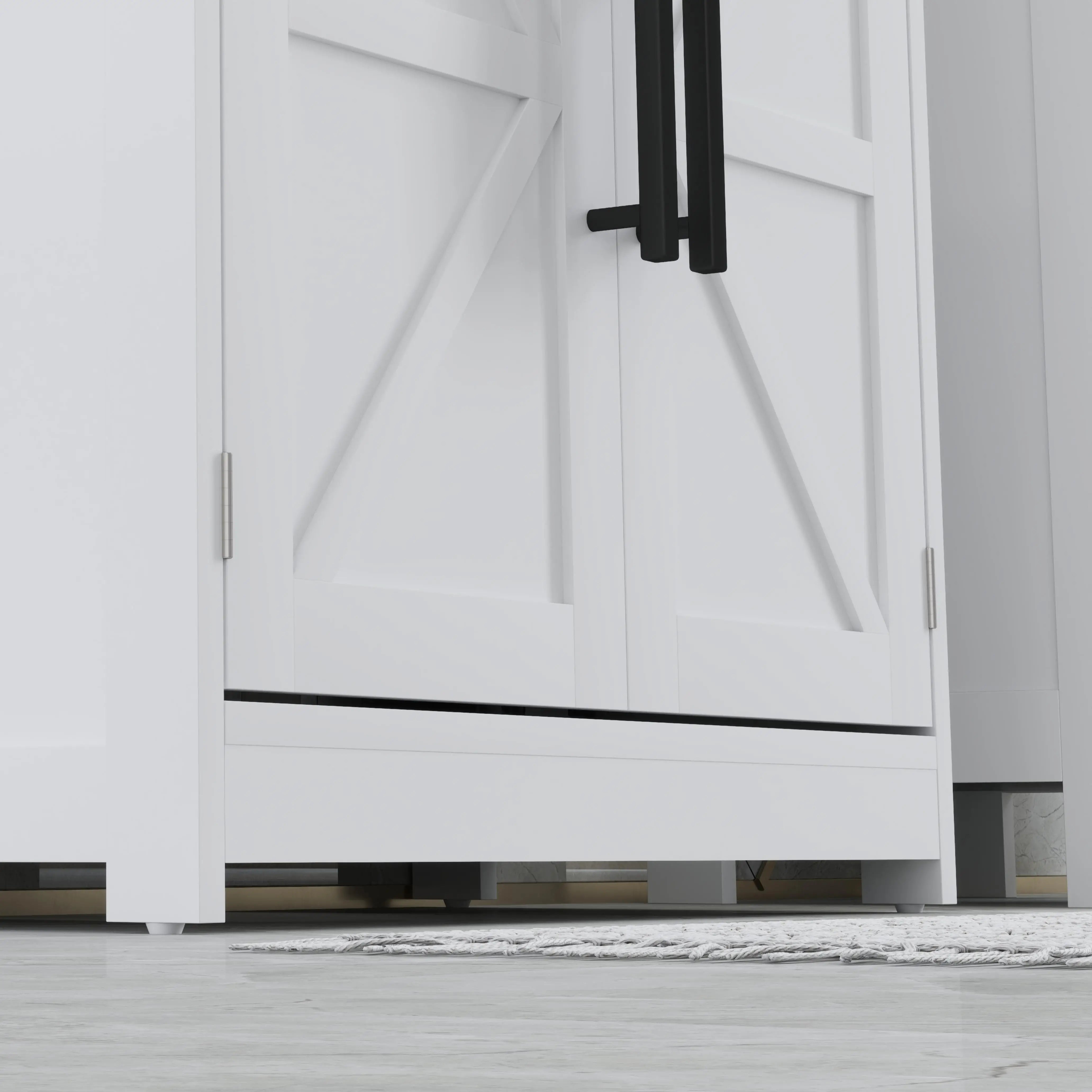Farmhouse Pedestal Sink Cabinet, Bathroom Storage with 2 Barn Doors, Adjustable Shelf, White Bathroom Cabinets at Gallery Canada