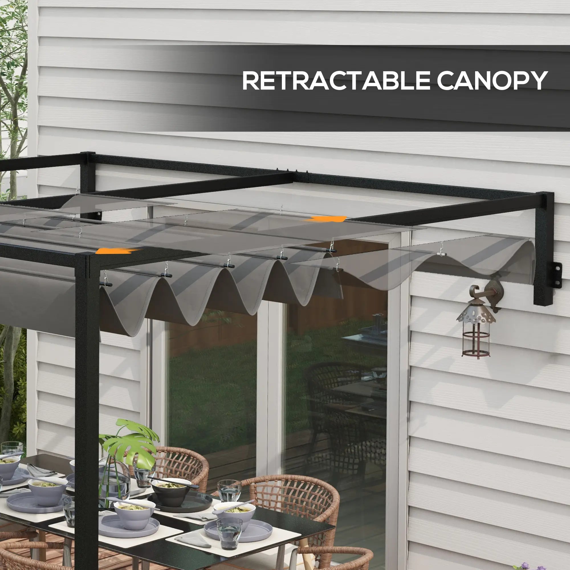 10' x 7' Metal Pergola, Retractable Roof For Grill Garden Patio Deck Pergolas at Gallery Canada