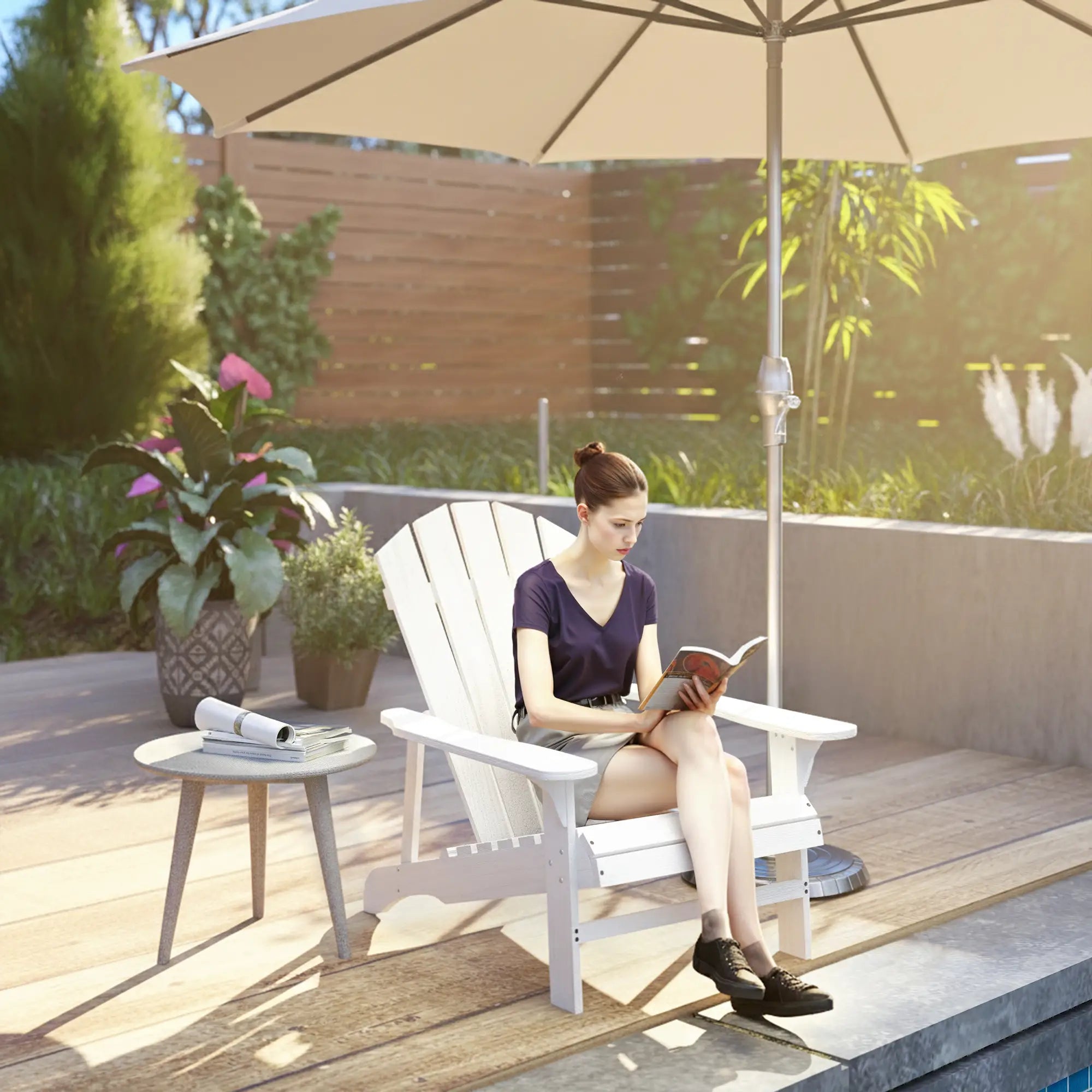 Wood Adirondack Chair, Outdoor Patio Muskoka Chair, White Patio Chairs at Gallery Canada