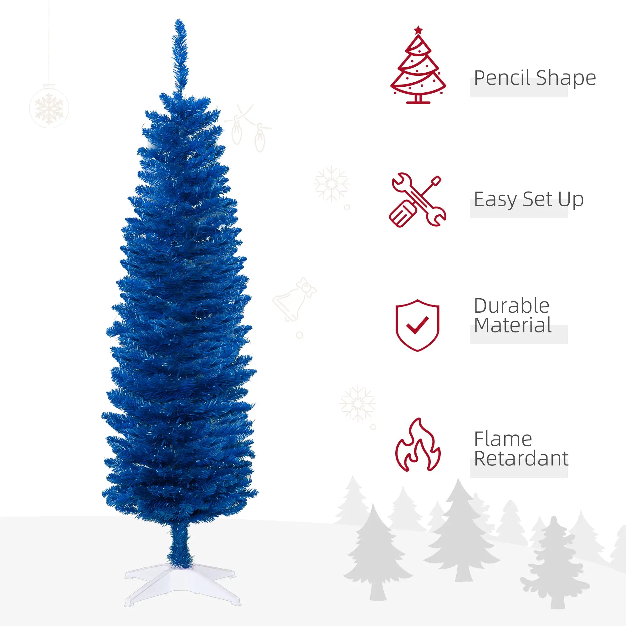 5ft Pencil Christmas Tree, Skinny Artificial, Deep Blue Pencil Christmas Trees at Gallery Canada