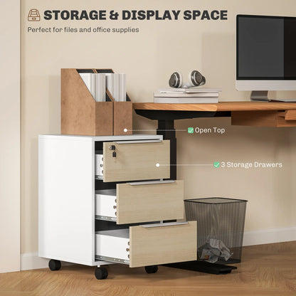 3 Drawer File Cabinet With Wheels, Vertical, Lock, Oak Office Cabinets & Cupboards at Gallery Canada