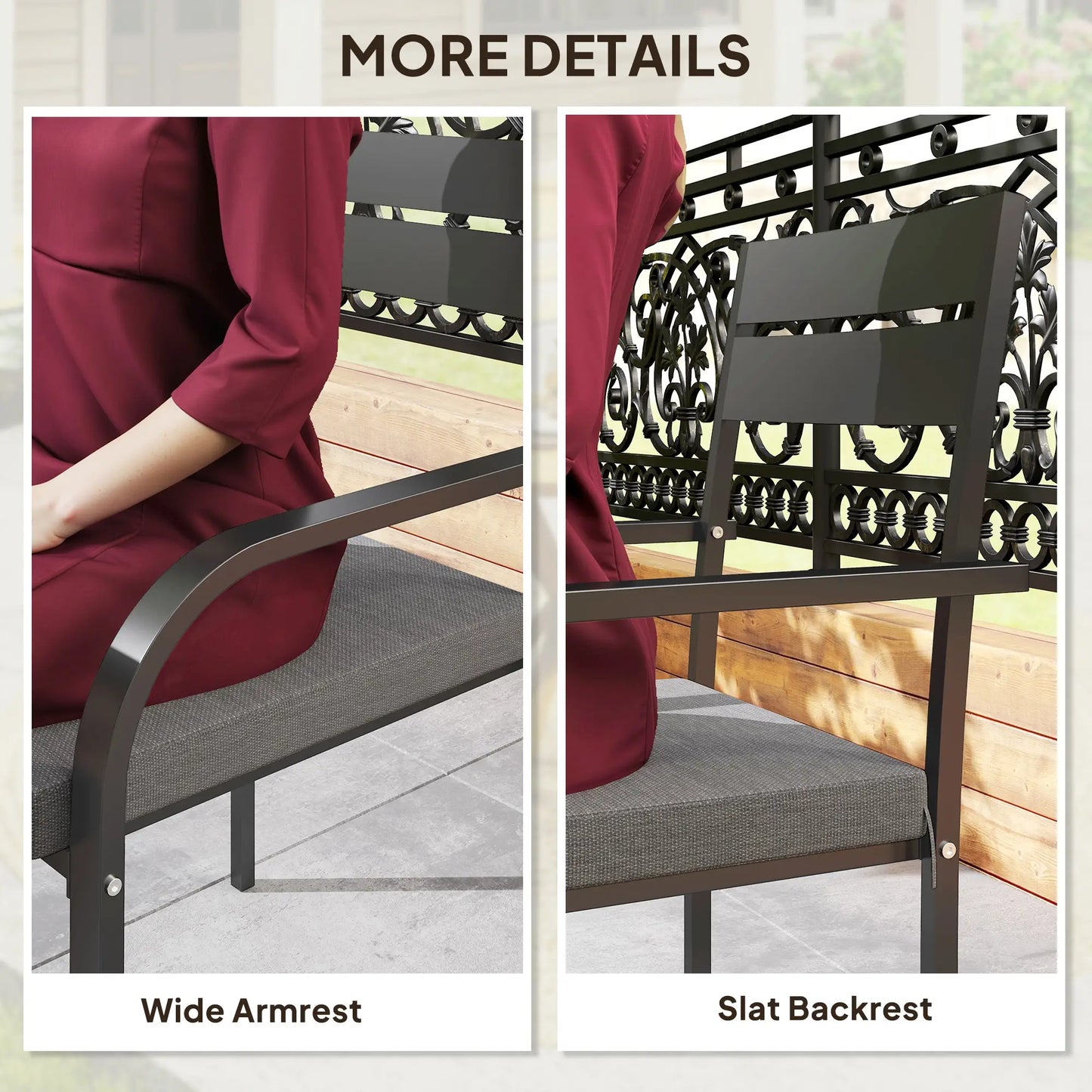 2 Outdoor Dining Chairs, Aluminum Frame, Soft Cushion, Grey Bistro Sets at Gallery Canada