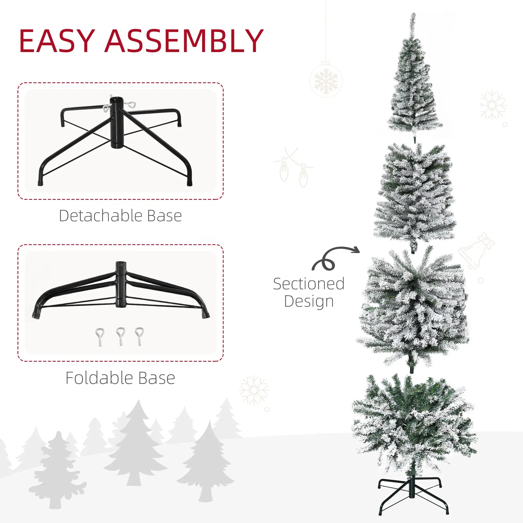 7.5ft Flocked Pencil Christmas Tree, Realistic Tips, Green Pencil Christmas Trees at Gallery Canada