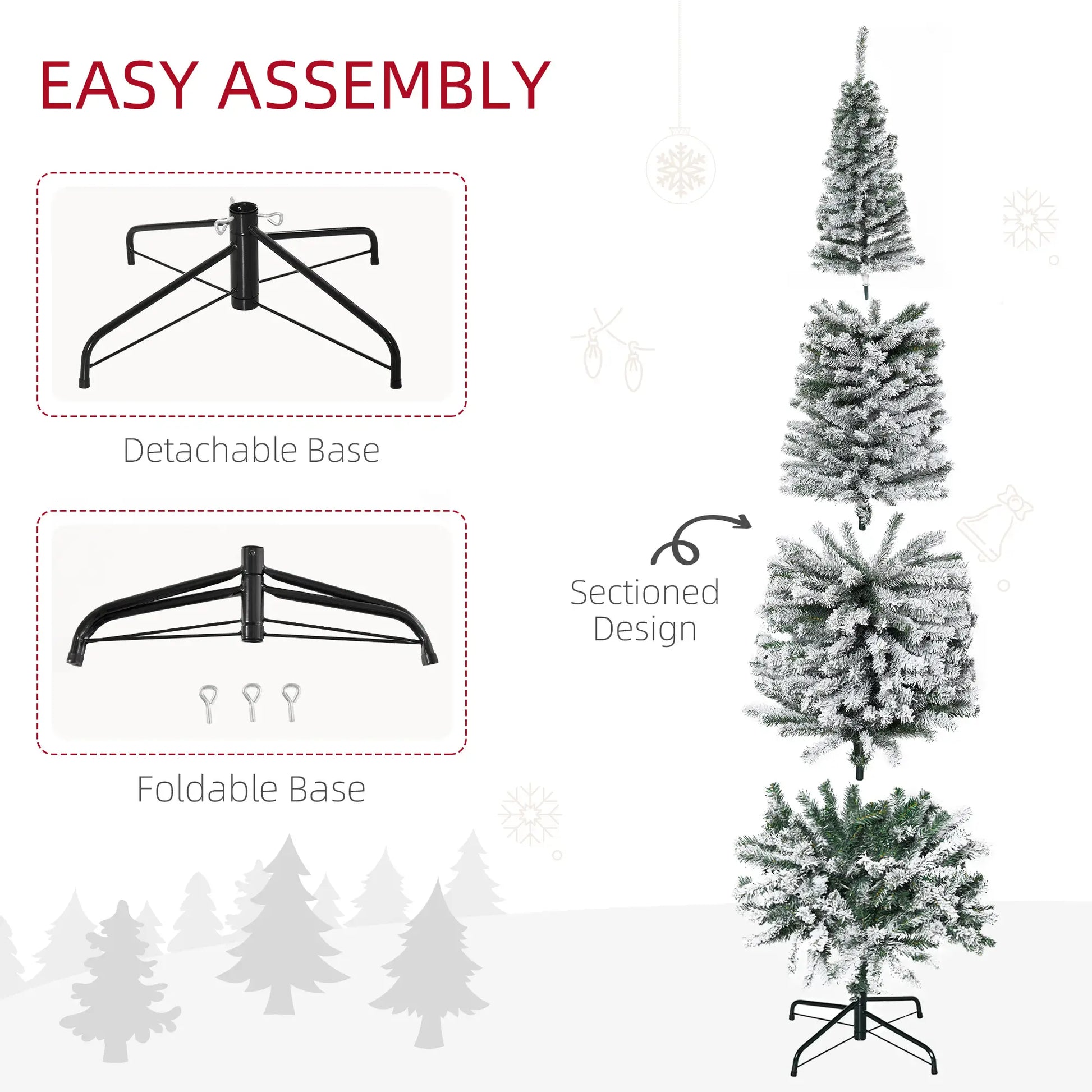 7.5ft Flocked Pencil Christmas Tree, Realistic Tips, Green Pencil Christmas Trees at Gallery Canada