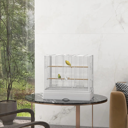 22" Bird Cage for Budgies, Finches, Canaries, Wooden Stand, White Bird Cages at Gallery Canada