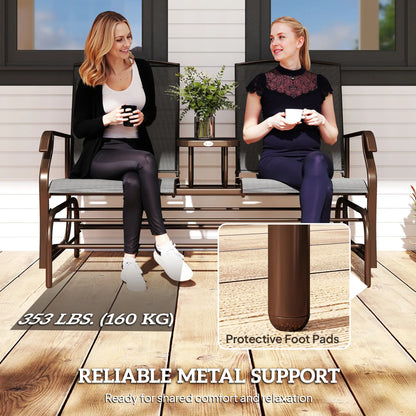 2 Person Patio Glider Rocking Chair, Outdoor Loveseat, Black Outdoor Gliders at Gallery Canada