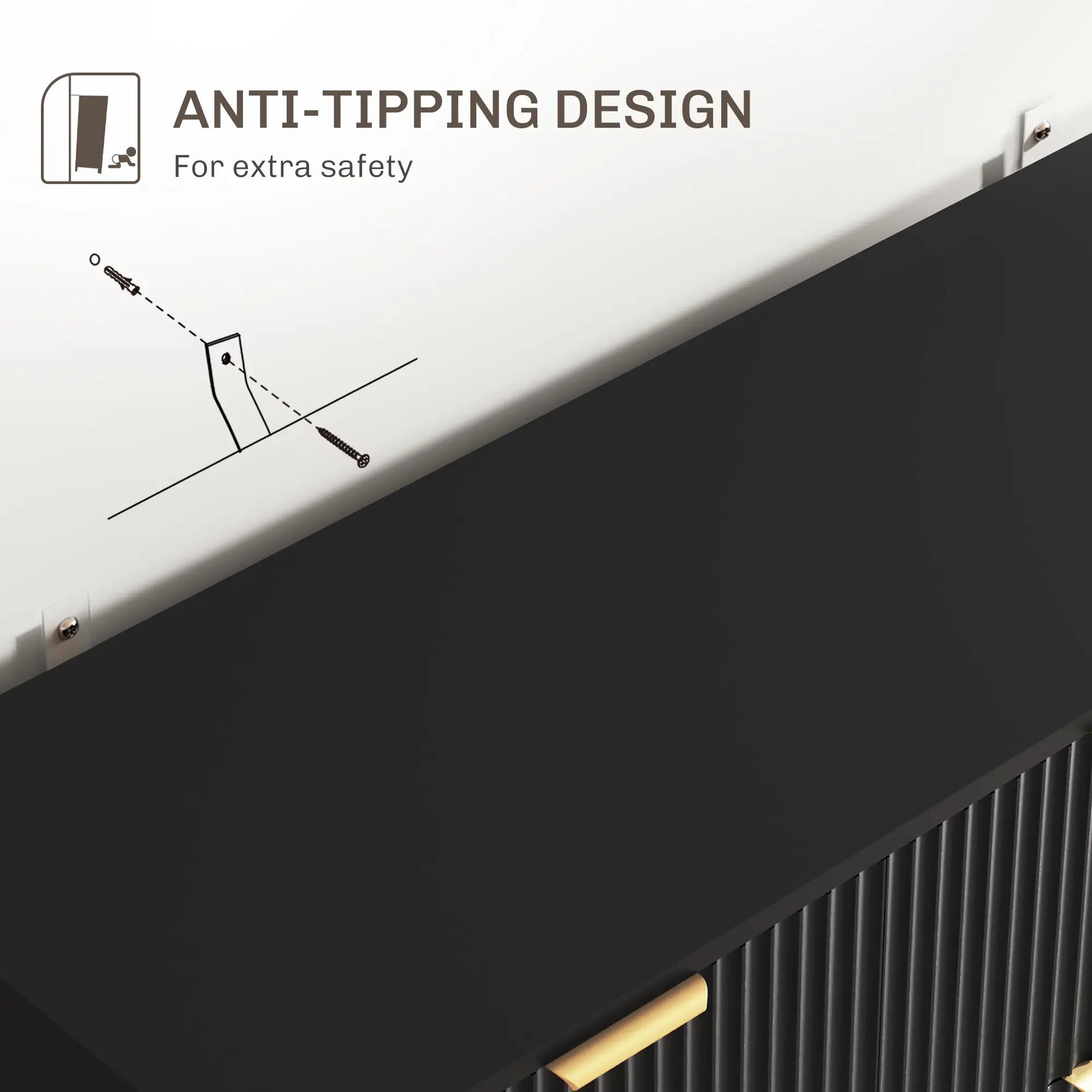 Modern Kitchen Storage Cabinet, 3 Drawers, Adjustable Shelves, Black Bar Cabinets at Gallery Canada