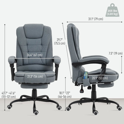 7-Point Vibrating Massage Chair, Reclining Office Chair with Footrest, Grey Massage Chairs at Gallery Canada