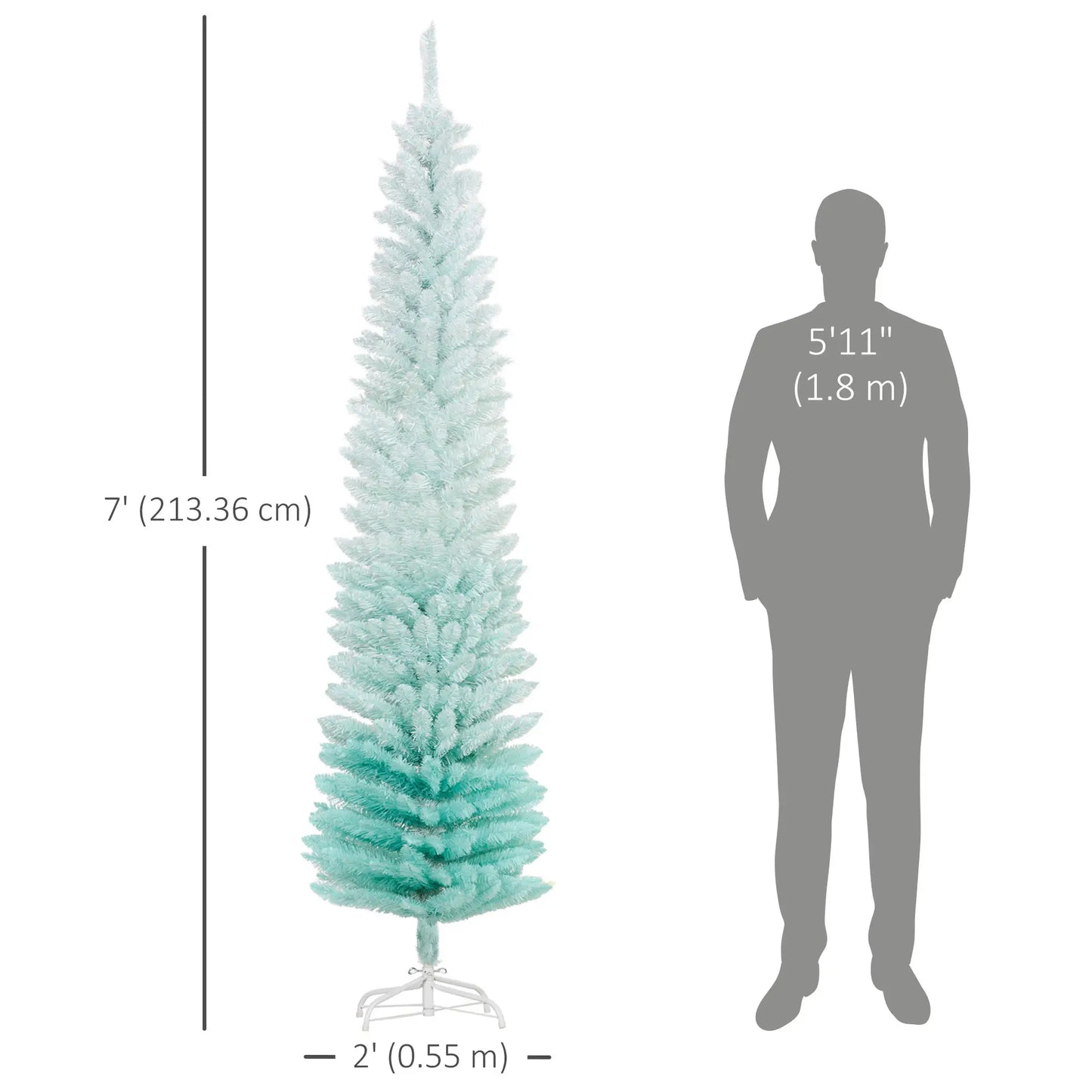7' PVC Slim Pencil Artificial Christmas Tree, 500 Branch Tips Pencil Christmas Trees at Gallery Canada