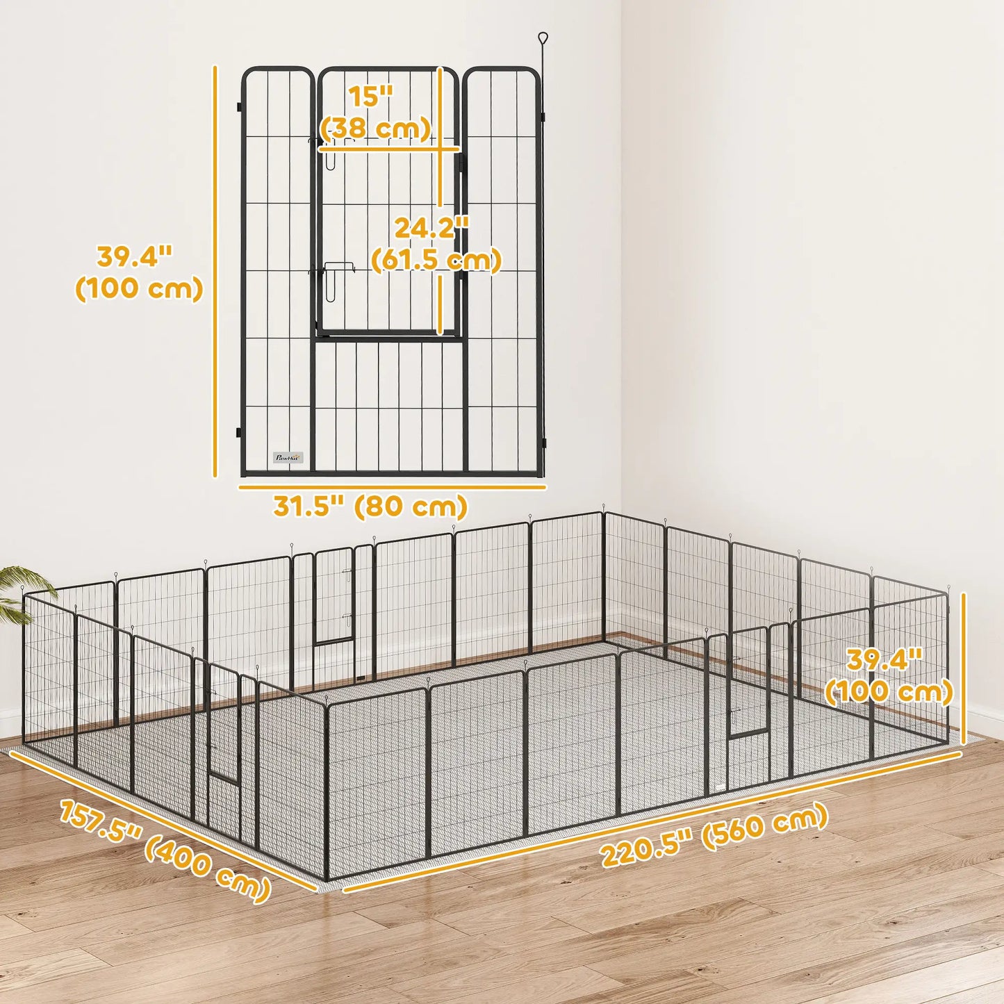 24 Panels 44.5" Height Dog Playpen, Small Medium Large Dogs, Black Houses, Kennels & Pens at Gallery Canada