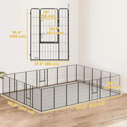 24 Panels 44.5" Height Dog Playpen, Small Medium Large Dogs, Black Houses, Kennels & Pens at Gallery Canada