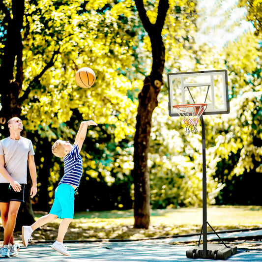 Portable Basketball Hoop Stand with Wheels, Height Adjustable 8FT-10FT, Black Basketball Black at Gallery Canada