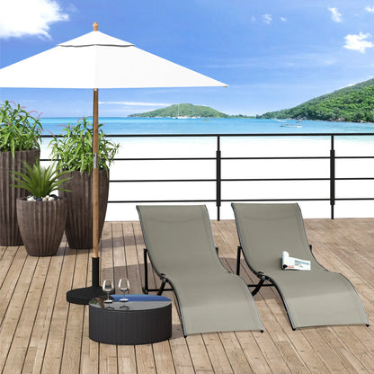 Foldable Pool Chaise Lounge Set of 2, 264lbs Capacity, Light Grey Lounger Chairs at Gallery Canada