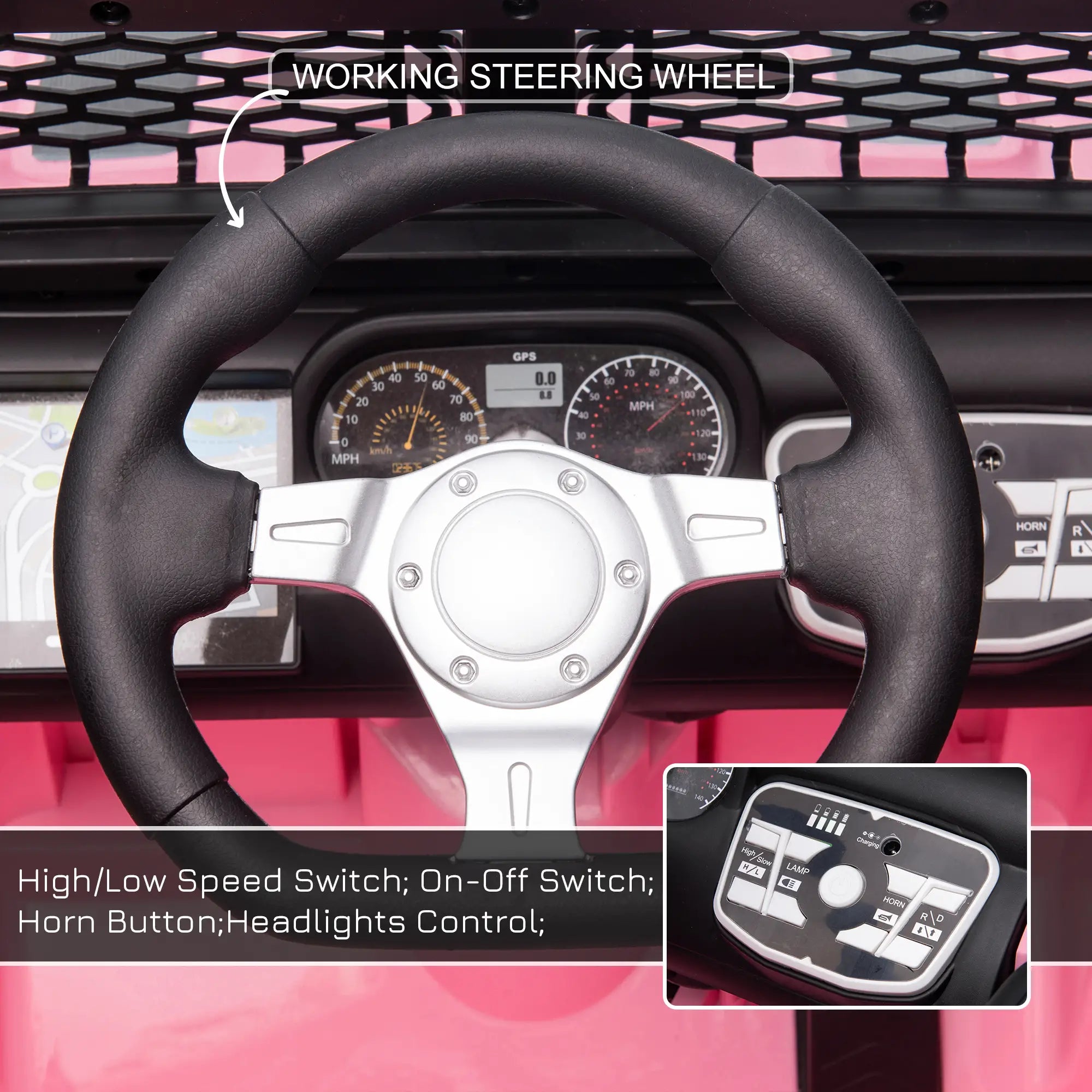 12V Electric Truck, Off Road Remote Control, Adjustable Speed, Ride on Car, Pink Electric Toy Cars at Gallery Canada