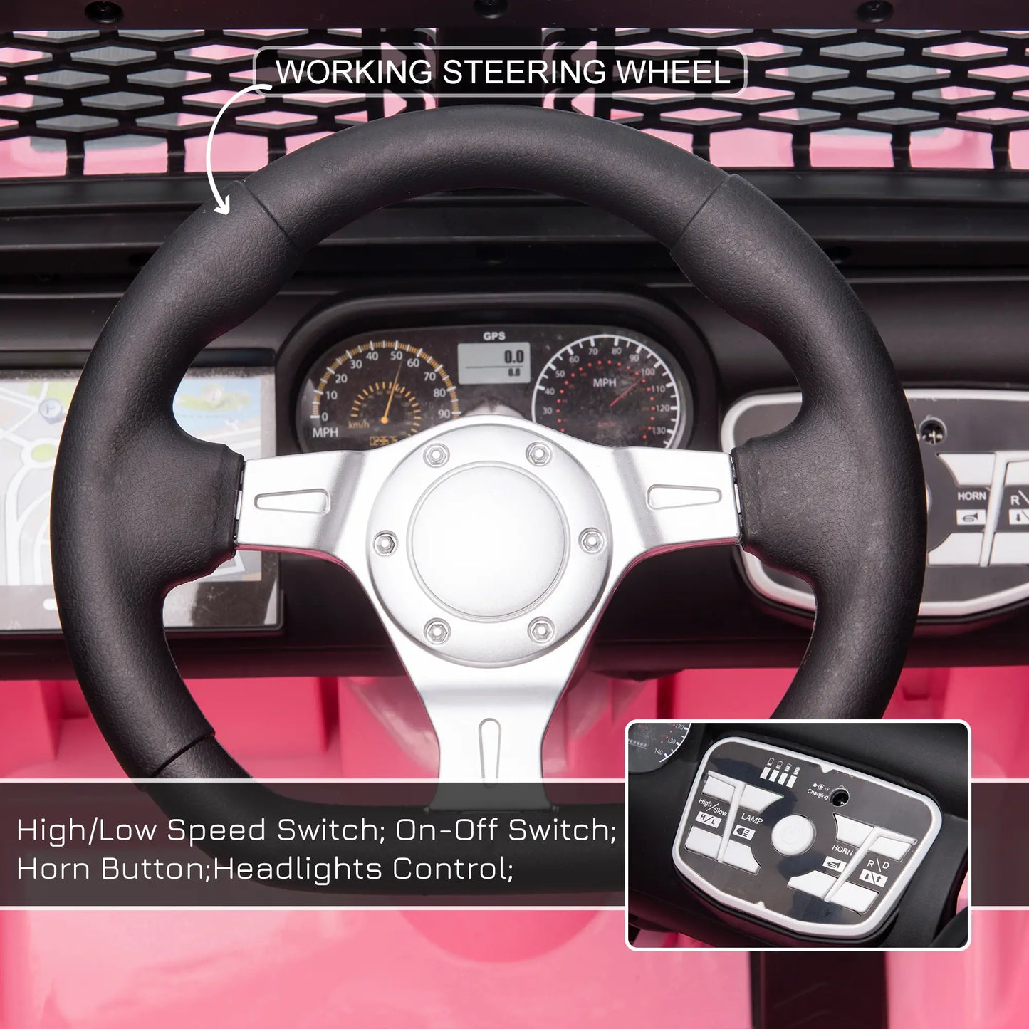 12V Electric Truck, Off Road Remote Control, Adjustable Speed, Ride on Car, Pink Electric Toy Cars at Gallery Canada