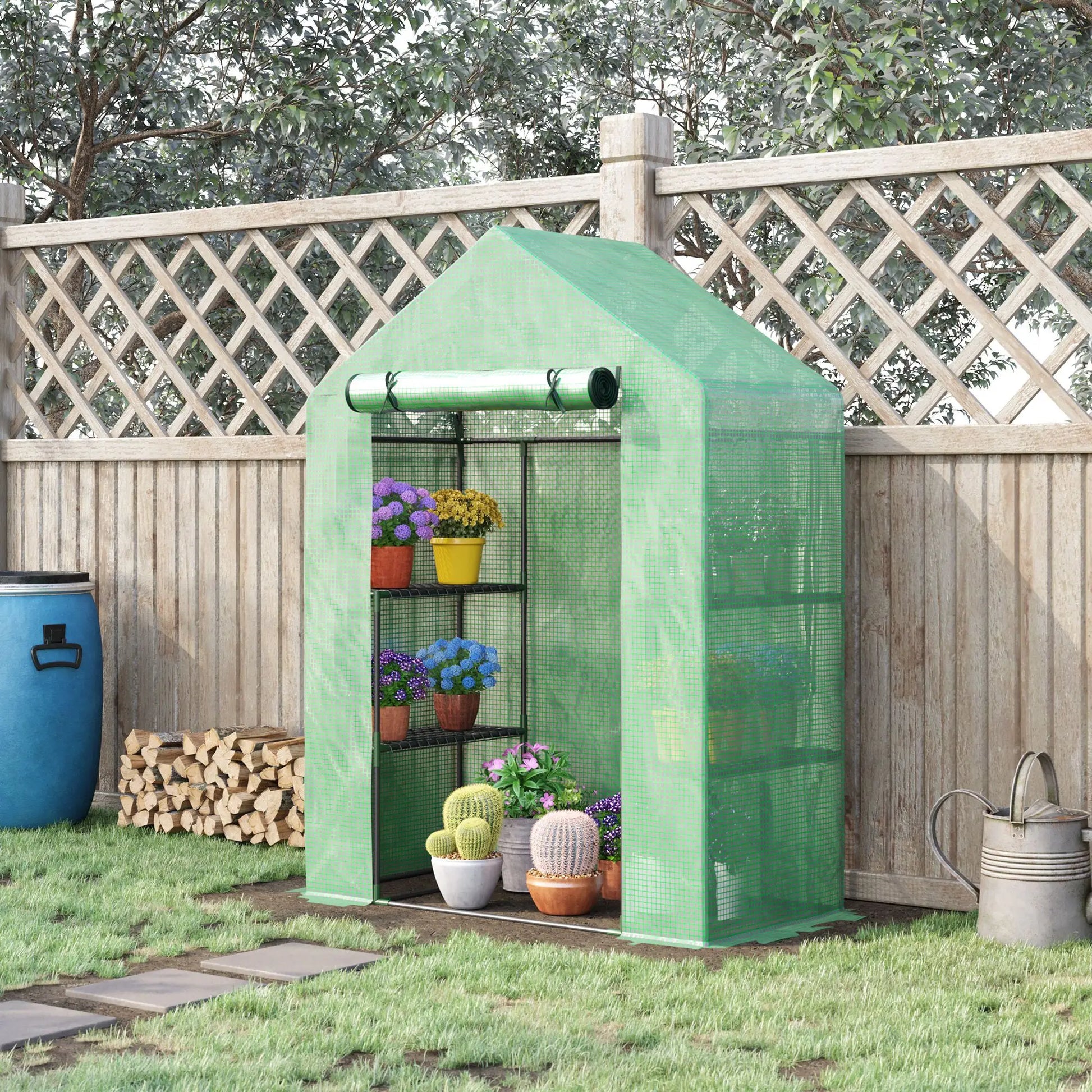 55" x 28" x 75" Walk-in Greenhouse, Portable Garden House, 4 Shelves, PE Cover, Green Walk In Greenhouses at Gallery Canada