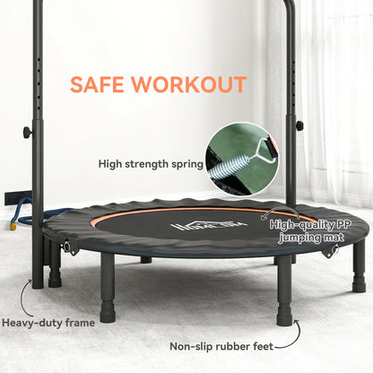 45" Foldable Mini Fitness Trampoline, Adjustable Foam Handle, Orange Trampolines at Gallery Canada