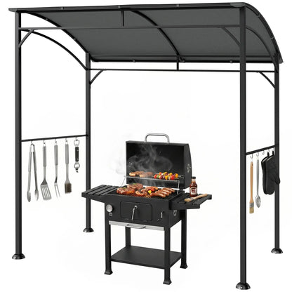 7' x 5' Charcoal Grey Garden Grill Canopy, BBQ Gazebo Tent With Steel Frame, Charcoal Grey BBQ Grill Gazebos Charcaol Grey at Gallery Canada