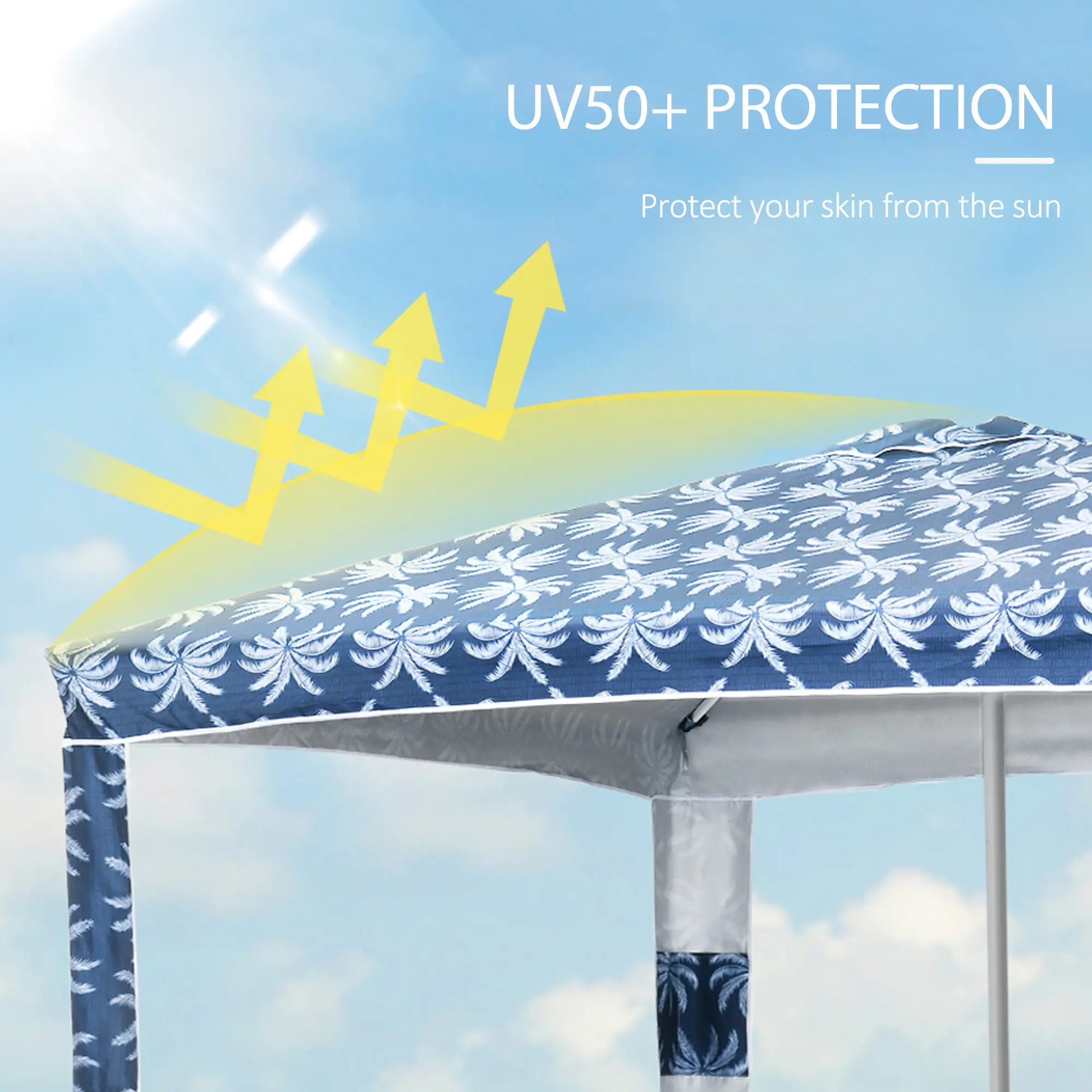 6.5' Beach Umbrella, UV50+ Sun Shade with Sandbags, Dark Blue Beach Umbrellas at Gallery Canada