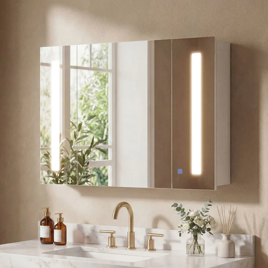 Medicine Cabinet With Mirror, Wall Mounted, Adjustable Shelf, USB Charge, High Gloss White, White Mirror Medicine Cabinets High Gloss White at Gallery Canada