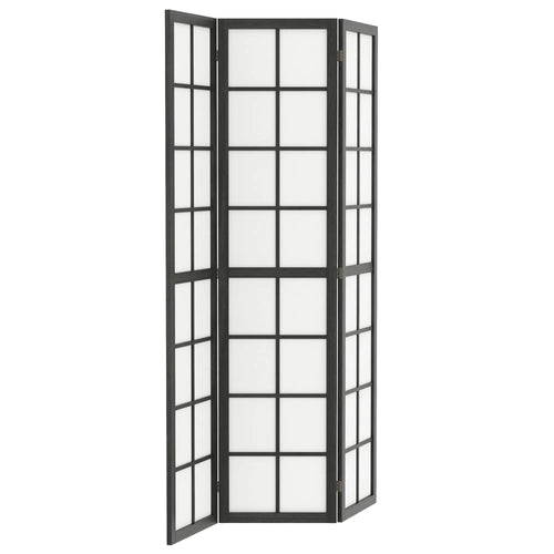 3 Panel Room Divider, 5.6 ft Folding Partition, Black