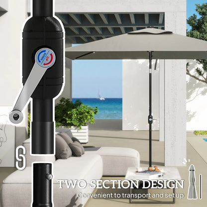 Patio Umbrella with 22 LED Solar Lights, Tilt, Light Grey Sun Umbrellas at Gallery Canada