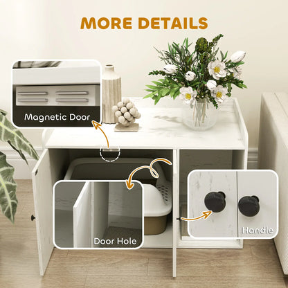 32" Cat Litter Box Enclosure, Scratching Mat, Cat Entrance, Distressed, White Cat Litter Box Enclosures at Gallery Canada